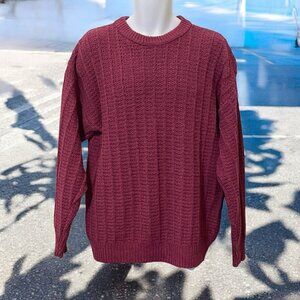 Robert Bruce Mens Cable Knit Sweater Size L Long Sleeve Plum